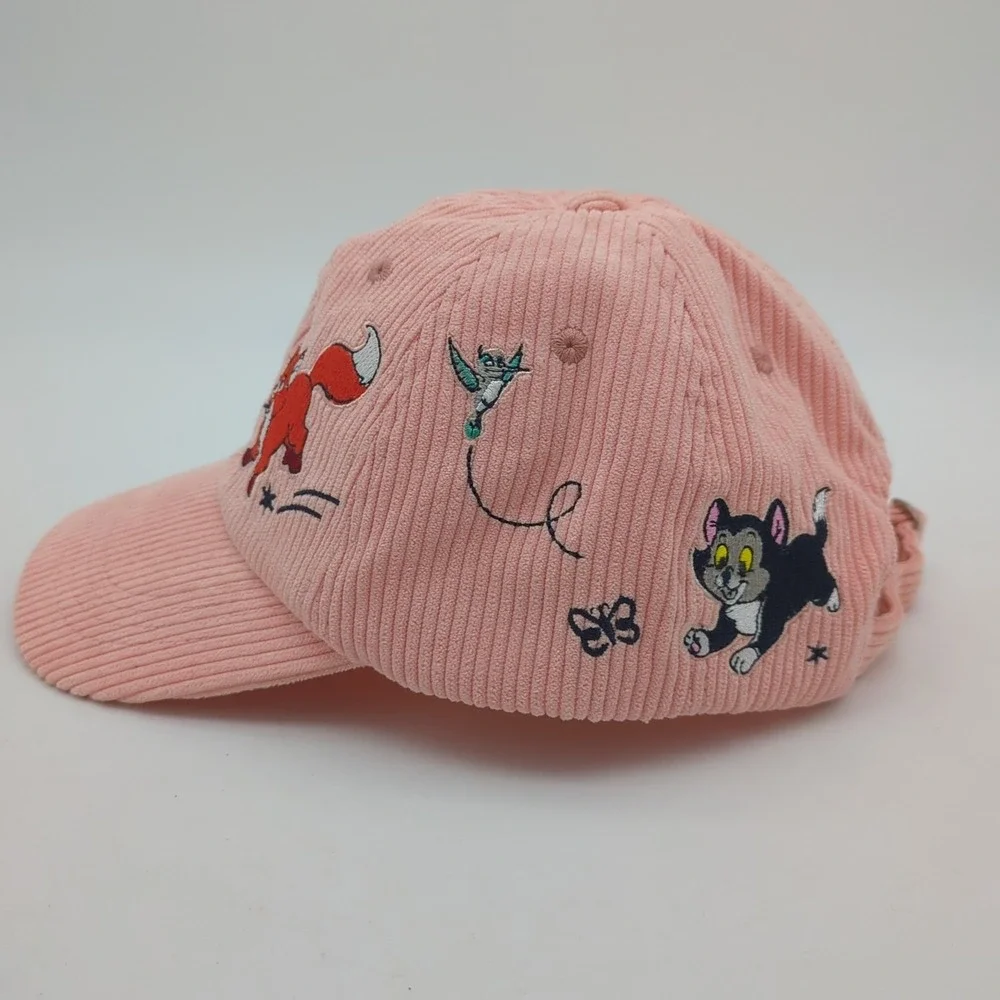 Disney Critters Corduroy Hat Cap Strapback Pink Peach Adjustable Tod Thumper